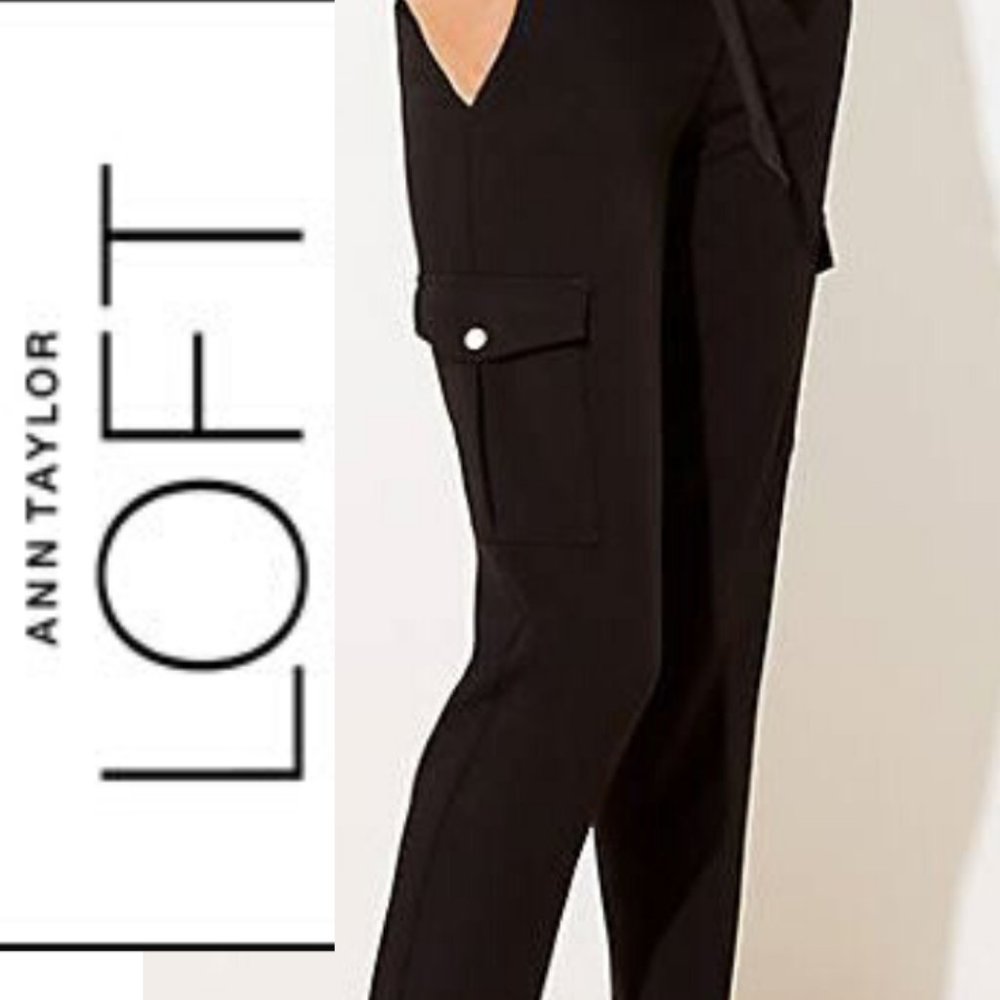 Loft black slacks. High waisted, ankle length.